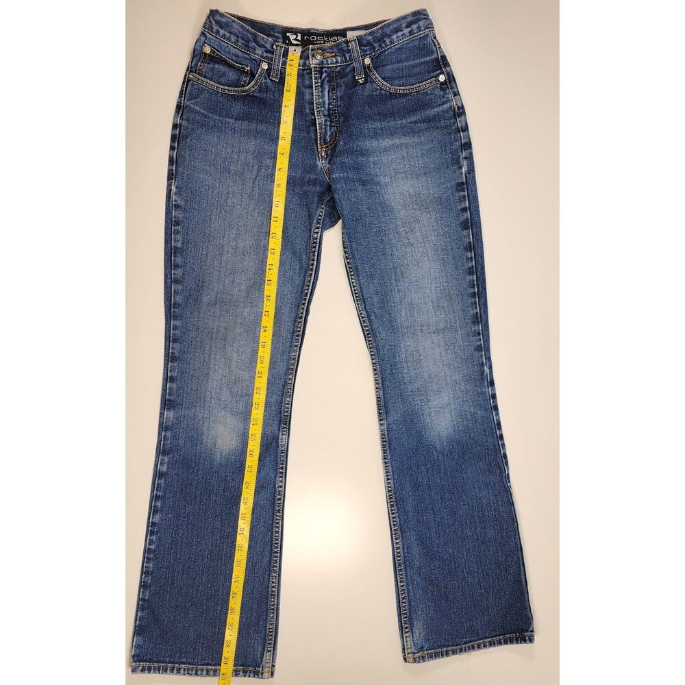 Vintage Rockies Jeans Womens 8 Dark Blue Denim Slim Bootcut Low Rise Stretch Y2K - Picture 2 of 16